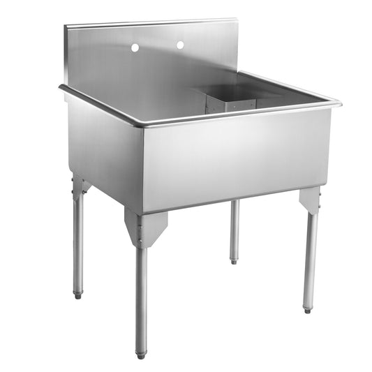 Pearlhaus Brushed Stainless Steel  Single Bowl Commerical Freestanding Utility Sink