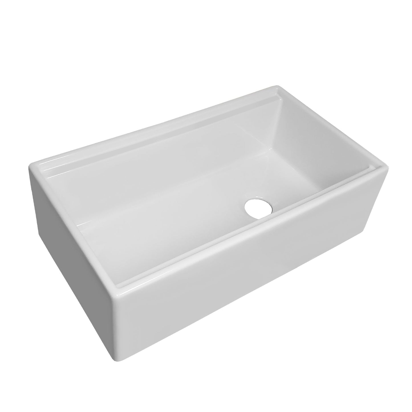 Whitehaus Collection 33" Reversible Single Bowl Fireclay Sink Set with a Smooth Front Apron, Walnut Wood Cutting Board and Stainless Steel Grid