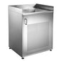Pearlhaus Brushed Stainless Steel Single Door Cabinet with Sink
