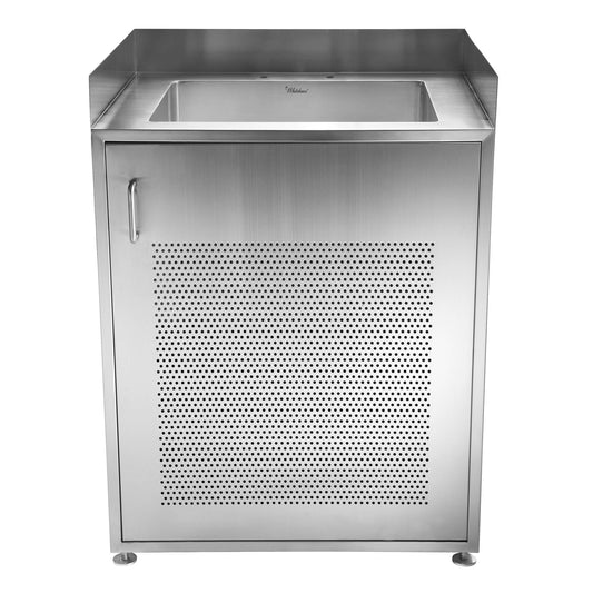 Pearlhaus Brushed Stainless Steel Single Door Cabinet with Sink