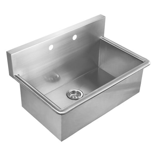 Noah's Collection Brushed Stainless Steel Commercial Drop-in or Wall Mount Utility Sink