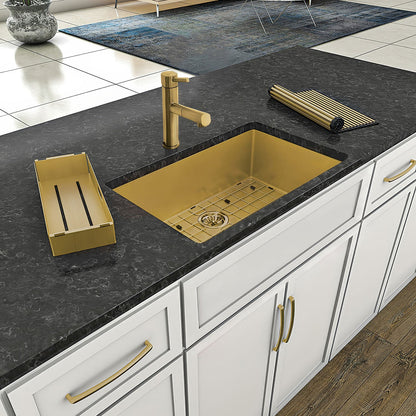 Noah Plus 16 gauge Single Bowl Linen Textured Dual-Mount Sink Set