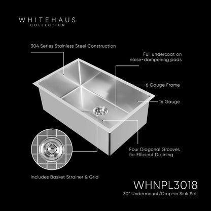 Noah Plus Heavy Duty, 6 Gauge frame, Single Bowl Dual-Mount Sink Set