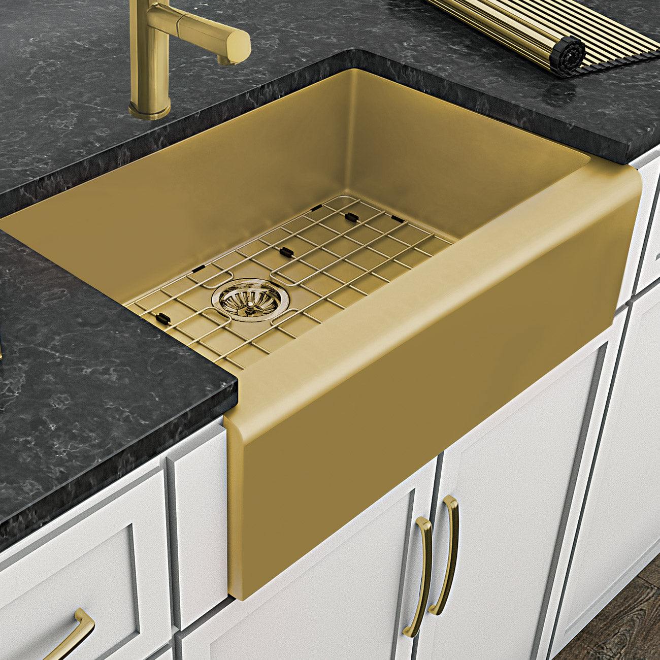 Noah Plus 16 gauge Single Bowl Undermount Sink Set with a seamless customized front Apron