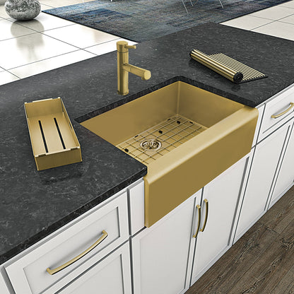 Noah Plus 16 gauge Single Bowl Undermount Sink Set with a seamless customized front Apron