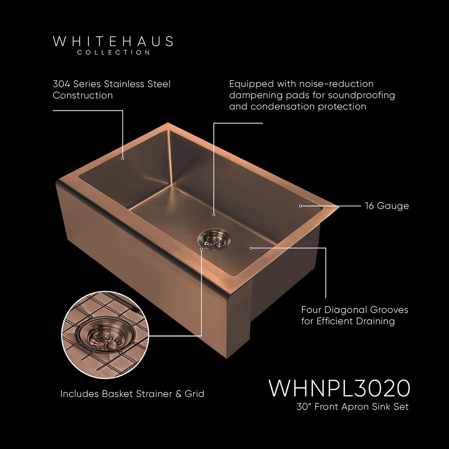 Noah Plus 16 gauge Single Bowl Undermount Sink Set with a seamless customized front Apron