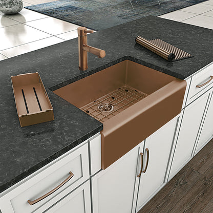 Noah Plus 16 gauge Single Bowl Undermount Sink Set with a seamless customized front Apron