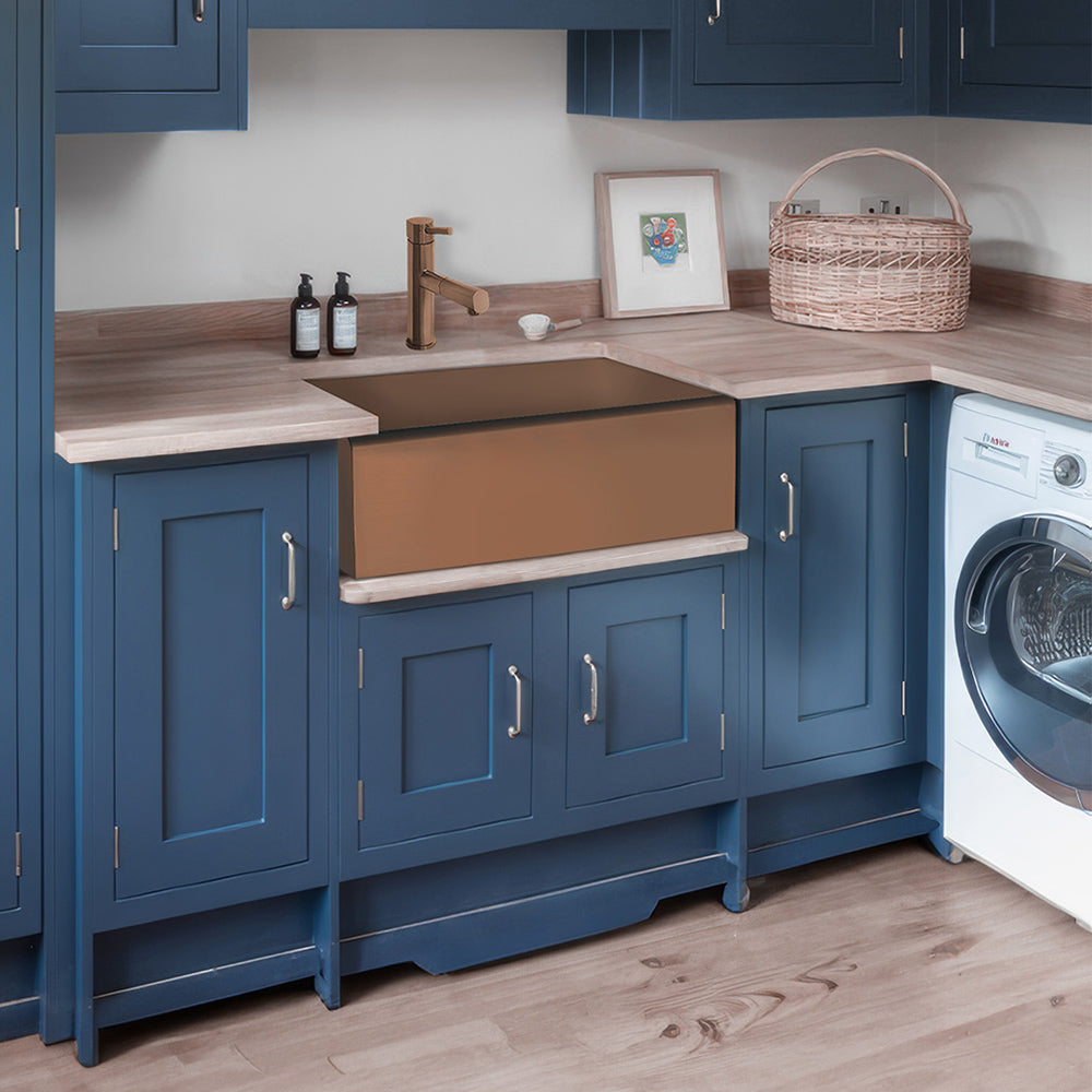 Noah Plus 16 gauge Single Bowl Undermount Sink Set with a seamless customized front Apron