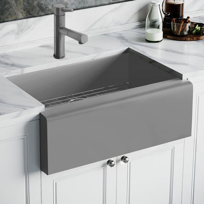 Noah Plus 16 gauge Single Bowl Undermount Sink Set with a seamless customized front Apron