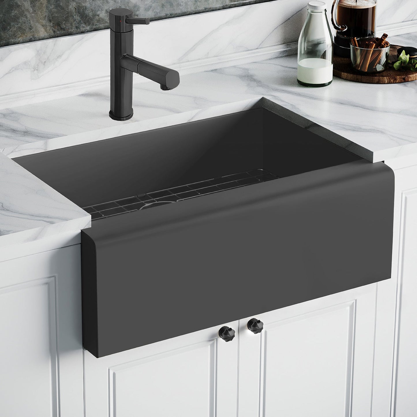 Noah Plus 16 gauge Single Bowl Undermount Sink Set with a seamless customized front Apron