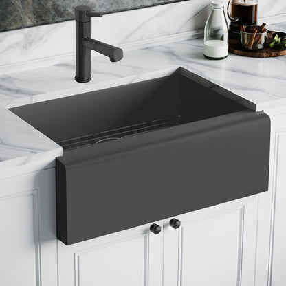 Noah Plus 16 gauge Single Bowl Undermount Sink Set with a seamless customized front Apron