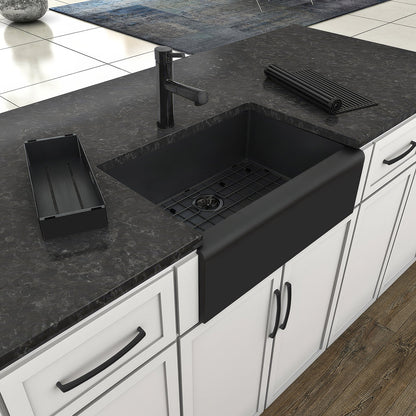 Noah Plus 16 gauge Single Bowl Undermount Sink Set with a seamless customized front Apron