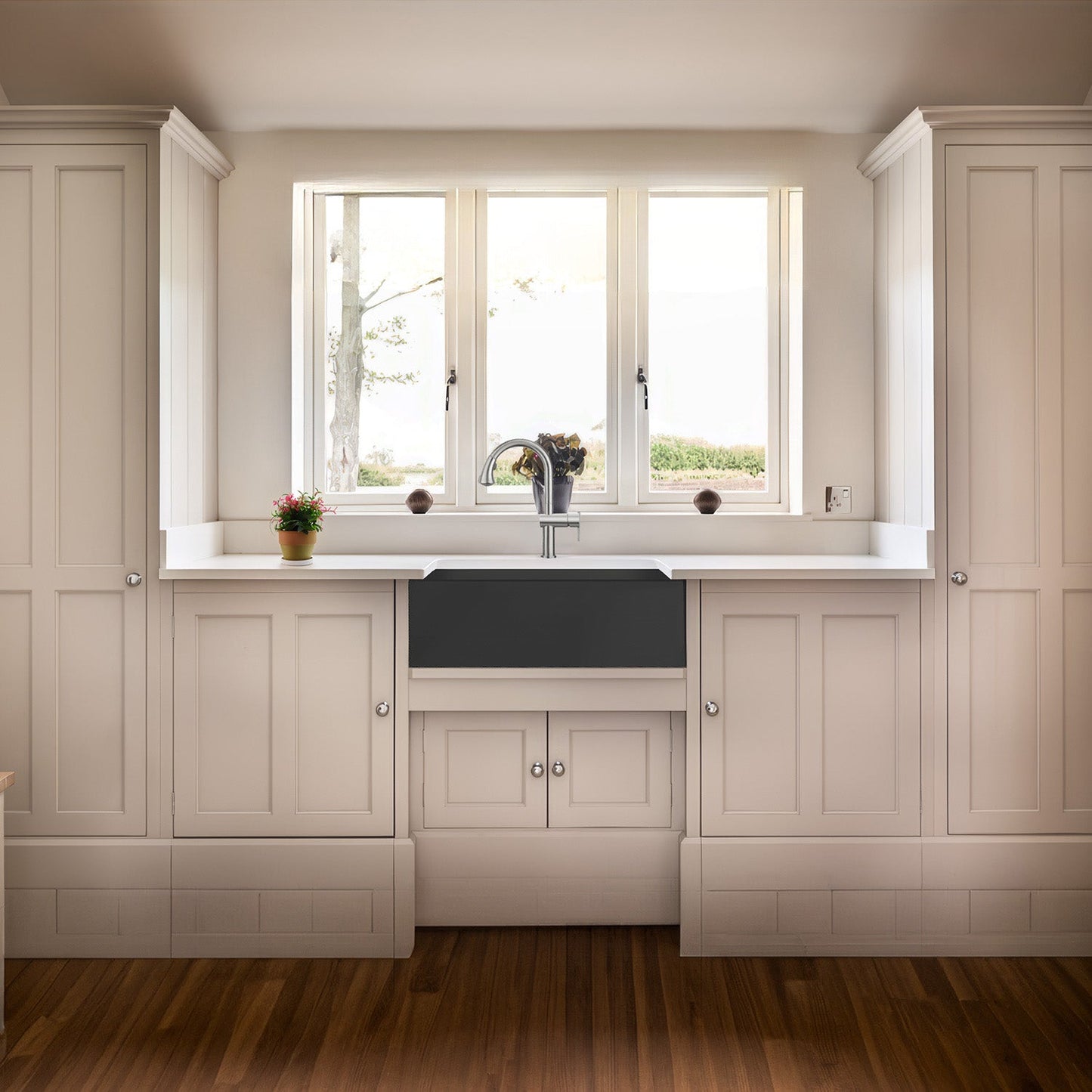 Noah Plus 16 gauge Single Bowl Undermount Sink Set with a seamless customized front Apron