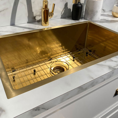 Noah Plus 16 gauge Single Bowl Linen Textured Dual-Mount Sink Set