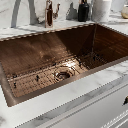 Noah Plus 16 gauge Single Bowl Linen Textured Dual-Mount Sink Set