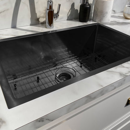 Noah Plus 16 gauge Single Bowl Linen Textured Dual-Mount Sink Set