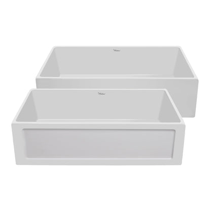 Fireclay 33" Large Reversible Sink with Concave Front Apron on One Side and a Plain Front Apron on the Other