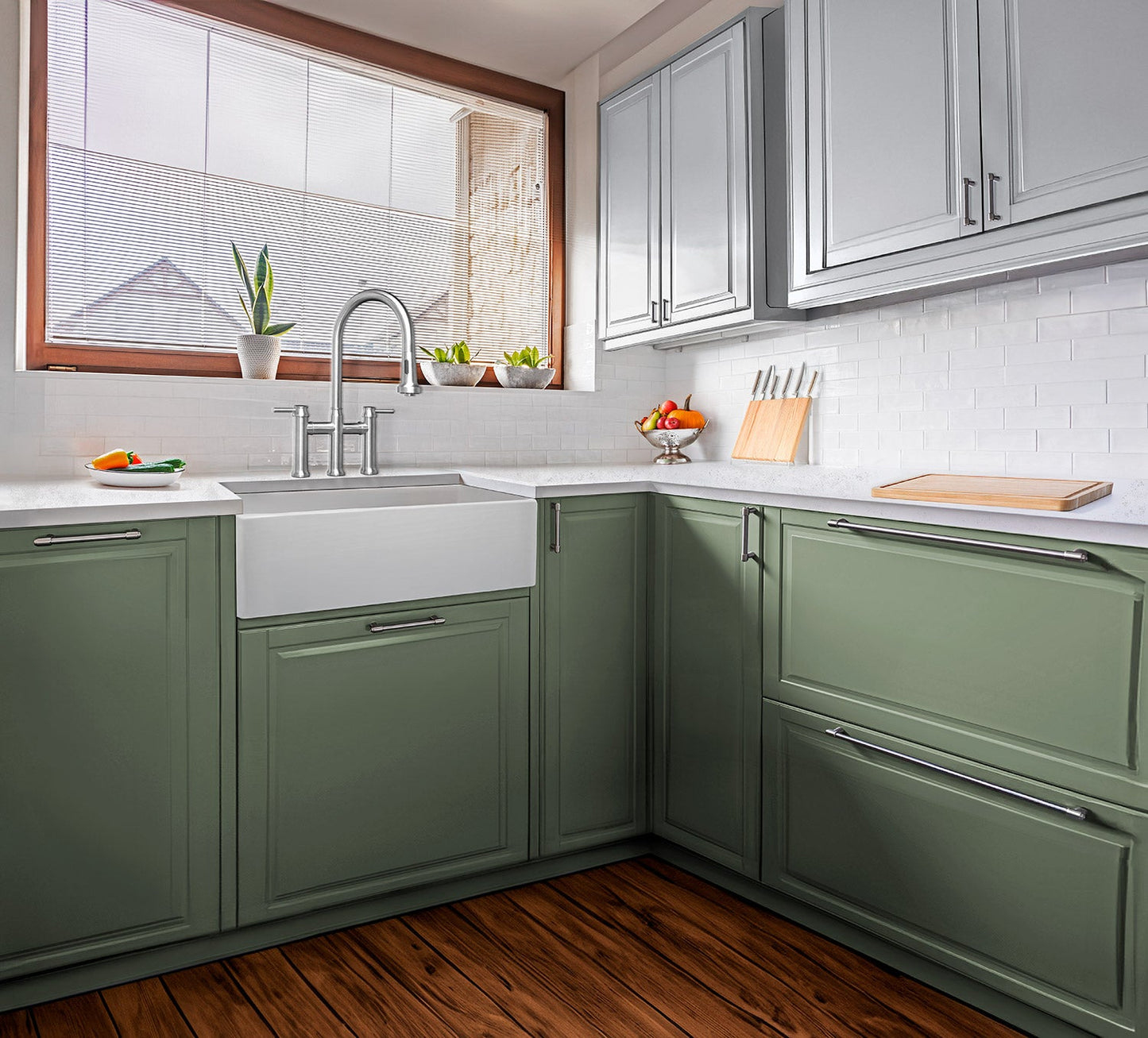 Fireclay 33" Large Reversible Sink with Concave Front Apron on One Side and a Plain Front Apron on the Other