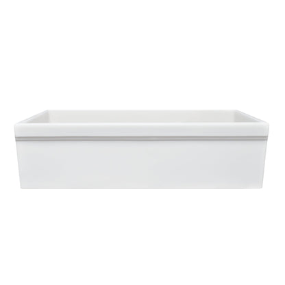 Farmhaus Fireclay Quatro Alcove Large Reversible Sink with Decorative 2 ½" Lip on One Side and 2" Lip on the Opposite Side