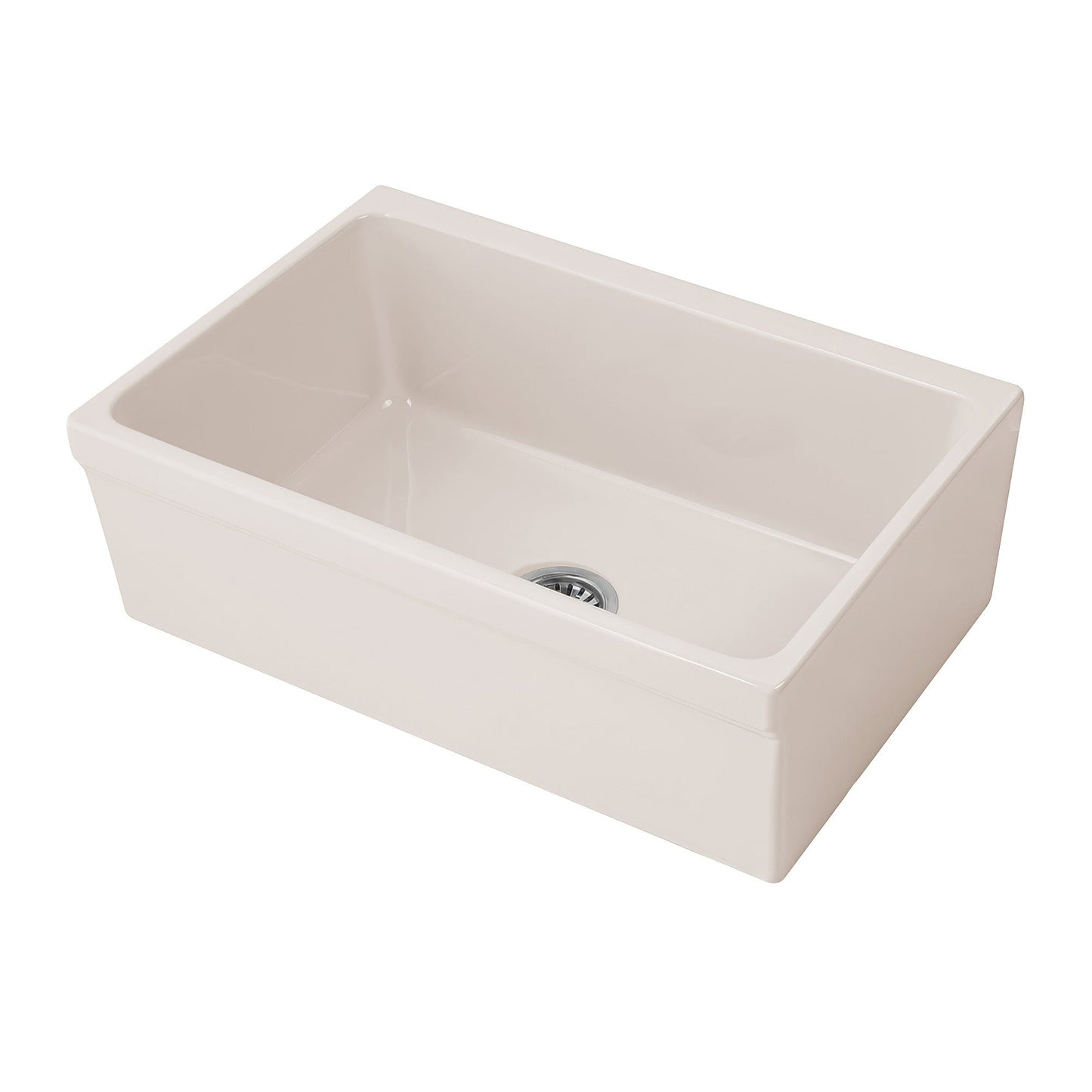 Glencove Fireclay 30" Reversible Sink with Elegant Beveled Front Apron on one side  Decorative 2" Lip Plain on Opposite Side