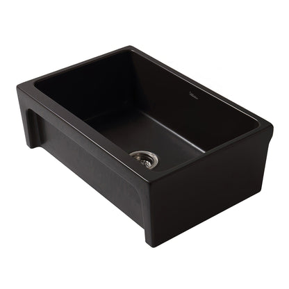 Glencove Fireclay 30" Reversible Sink with Elegant Beveled Front Apron on one side  Decorative 2" Lip Plain on Opposite Side