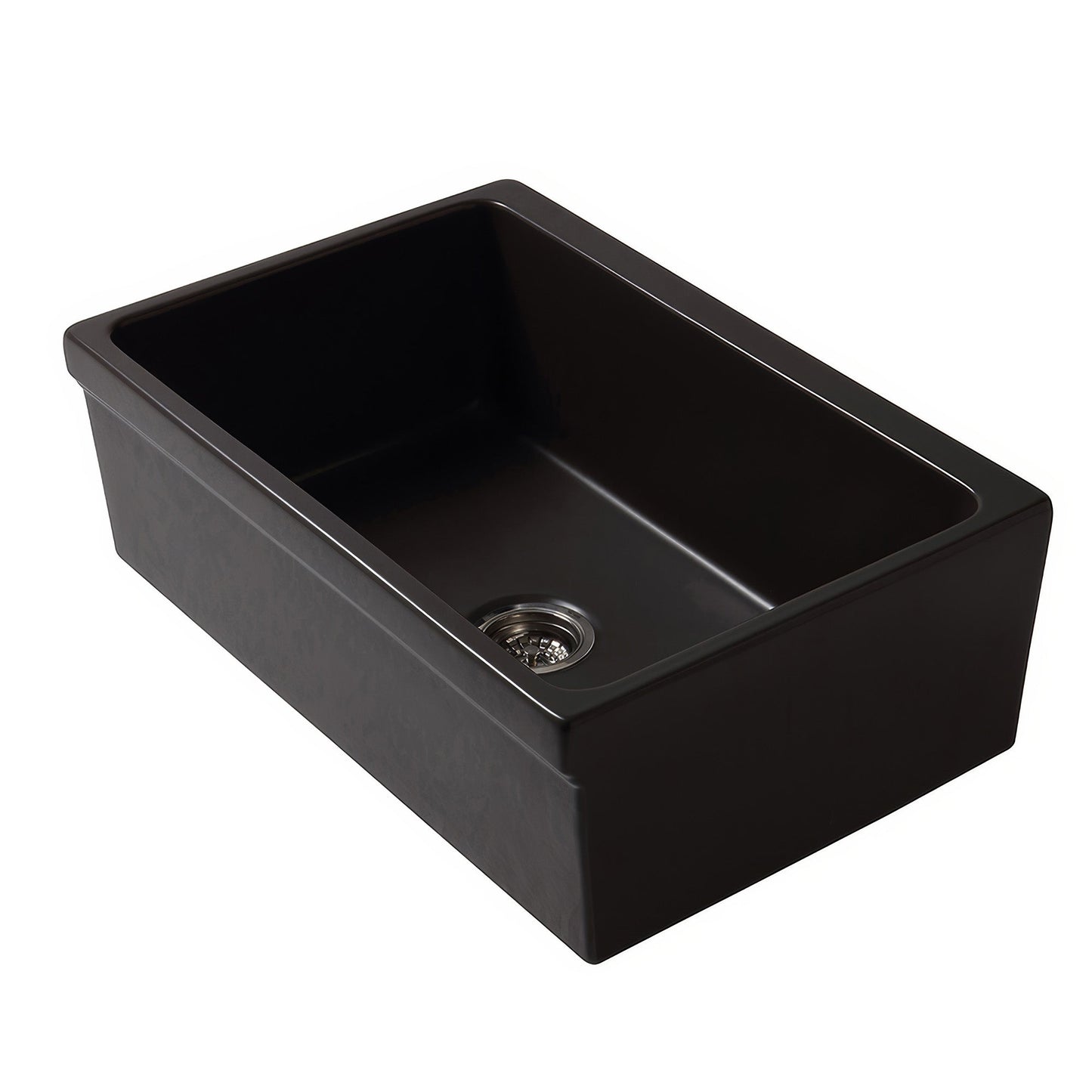 Glencove Fireclay 30" Reversible Sink with Elegant Beveled Front Apron on one side  Decorative 2" Lip Plain on Opposite Side