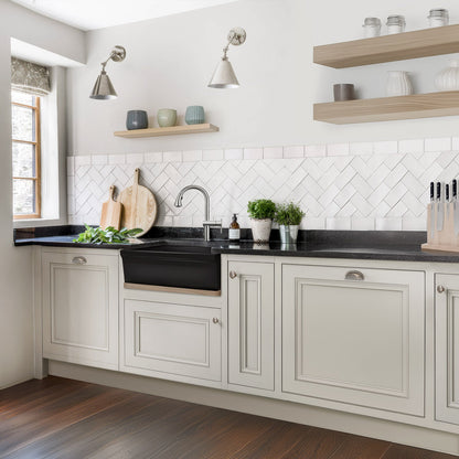 Glencove Fireclay 30" Reversible Sink with Elegant Beveled Front Apron on one side  Decorative 2" Lip Plain on Opposite Side