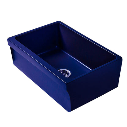Glencove Fireclay 30" Reversible Sink with Elegant Beveled Front Apron on one side  Decorative 2" Lip Plain on Opposite Side