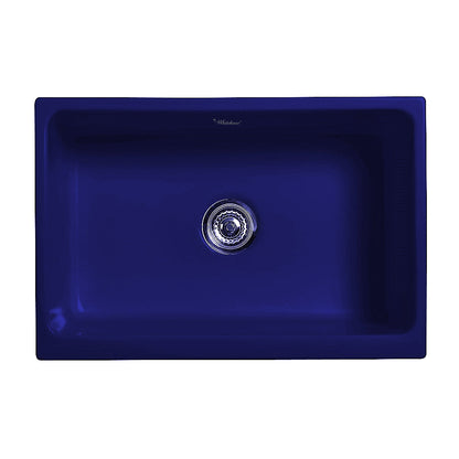 Glencove Fireclay 30" Reversible Sink with Elegant Beveled Front Apron on one side  Decorative 2" Lip Plain on Opposite Side
