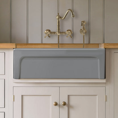 Glencove 30" Reversible Matte Kitchen Fireclay Sink with  Elegant Beveled Front Apron on one side and a Decorative 2" Lip Plain on Opposite Side