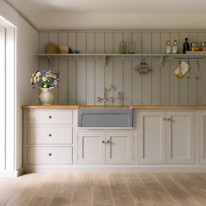 Glencove 30" Reversible Matte Kitchen Fireclay Sink with  Elegant Beveled Front Apron on one side and a Decorative 2" Lip Plain on Opposite Side