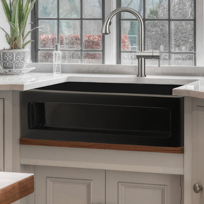 Shakerhaus 33" Reversible Kitchen Fireclay Sink with Shaker Design Front Apron on one Side and an Elegant Beveled Front Apron on the Opposite Side