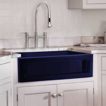 Shakerhaus 33" Reversible Kitchen Fireclay Sink with Shaker Design Front Apron on one Side and an Elegant Beveled Front Apron on the Opposite Side