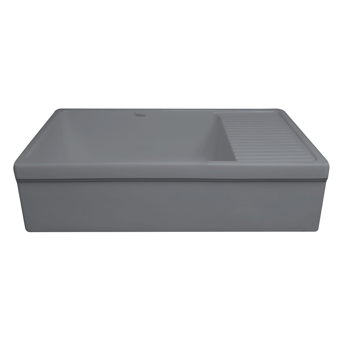 Farmhaus Fireclay Quatro Alcove Large Reversible Sink with Integral Drainboard and Decorative 2 ½" Lip on Both Sides