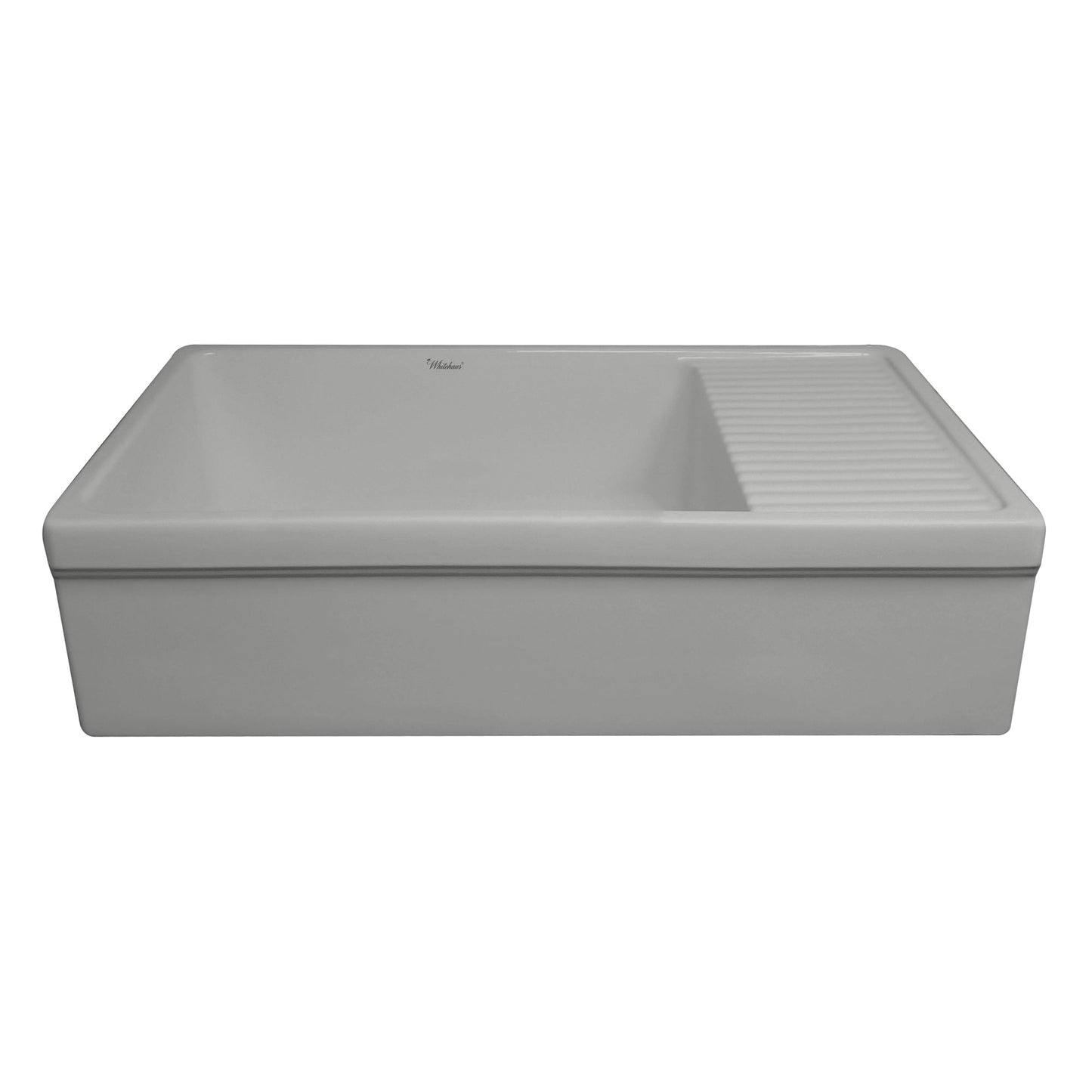 Farmhaus Quatro Alcove Large Reversible Matte Fireclay Kitchen Sink with  Integral Drainboard and a Decorative 2 ½" Lip Front Apron on Both Sides