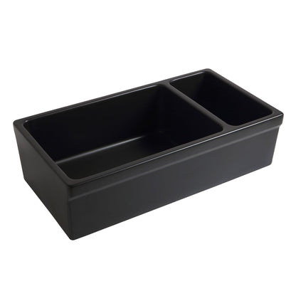 Farmhaus Fireclay Quatro Alcove Large Reversible Sink and Small Bowl with Decorative 2 ½" Lip on Both Sides
