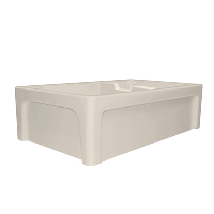 Glencove Fireclay 42" Large Double Bowl  Reversible Sink with an Elegant Beveled Front Apron on One Side and a Decorative Lip on the Opposite Side