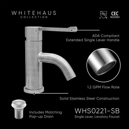 Waterhaus Solid Stainless Steel, single hole, extended single lever lavatory faucet