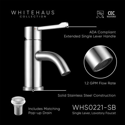 Waterhaus Solid Stainless Steel, single hole, extended single lever lavatory faucet