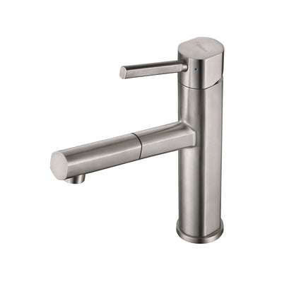 Waterhaus Lead-Free Solid Stainless Steel, Single Hole, Single Lever Kitchen Faucet with Pull-out Spray Head