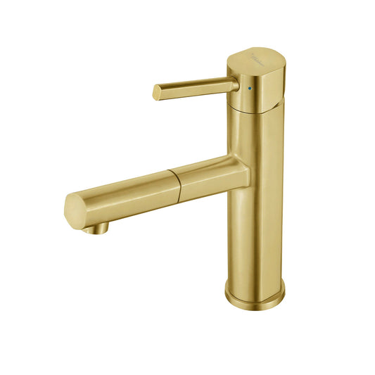 Waterhaus Lead-Free Solid Stainless Steel, Single Hole, Single Lever Kitchen Faucet with Pull-out Spray Head
