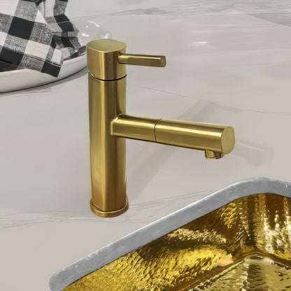 Waterhaus Lead-Free Solid Stainless Steel, Single Hole, Single Lever Kitchen Faucet with Pull-out Spray Head