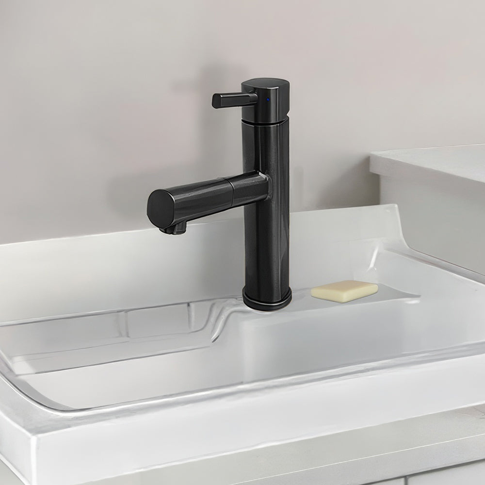 Waterhaus Lead-Free Solid Stainless Steel, Single Hole, Single Lever Kitchen Faucet with Pull-out Spray Head