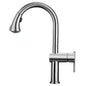 Waterhaus Lead Free, Solid Stainless Steel Single-Hole Faucet with Gooseneck Swivel Spout Pull Down Spray Head and Solid Lever Handle