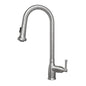 Waterhaus Lead Free Solid Stainless Steel Single-Hole Faucet with Gooseneck Swivel Spout, Pull Down Spray Head and Solid Lever Handle