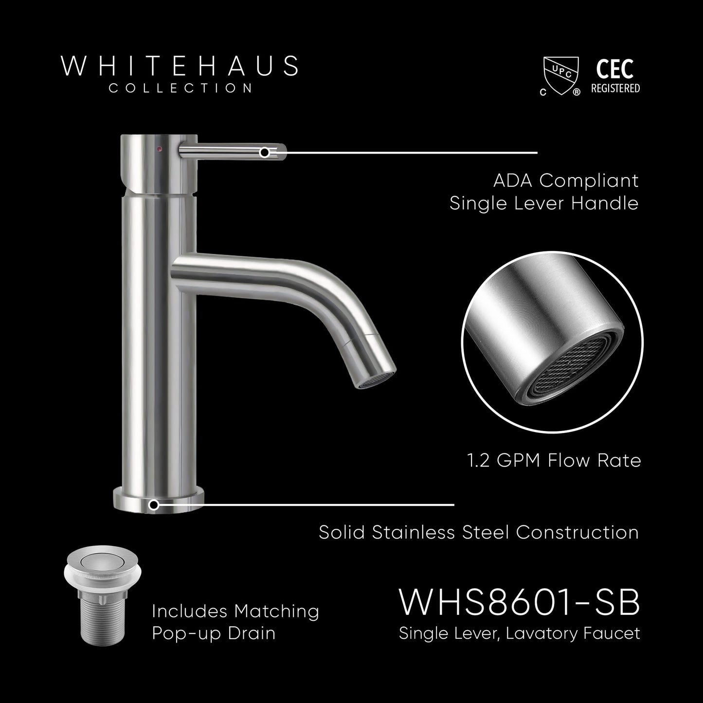 Waterhaus Lead-Free Solid Stainless Steel Single lever Elevated Lavatory Faucet