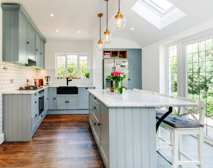 Glencove St. Ives 33" Front Apron Fireclay Sink with an Intricate Vine Design on one side and an Elegant Plain Beveled Front Apron on the Opposite Side