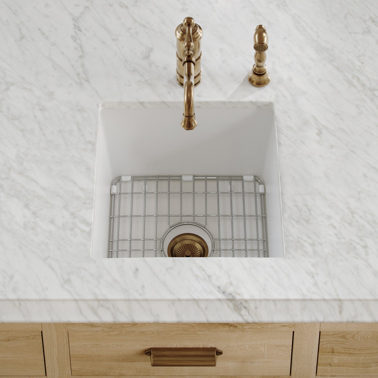 Whitehaus Collection Undermount/Drop-in Fireclay Kitchen Sinks, Stainless Steel Grid Included