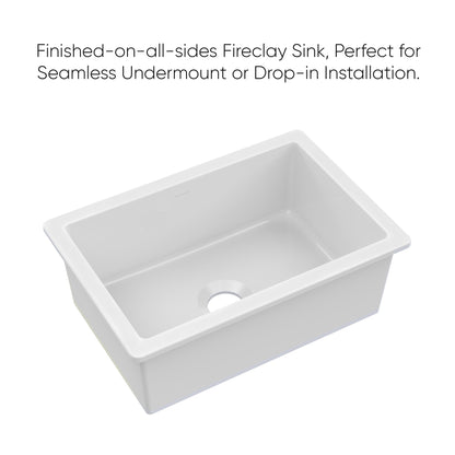 Whitehaus Collection Undermount/Drop-in Fireclay Kitchen Sinks, Stainless Steel Grid Included