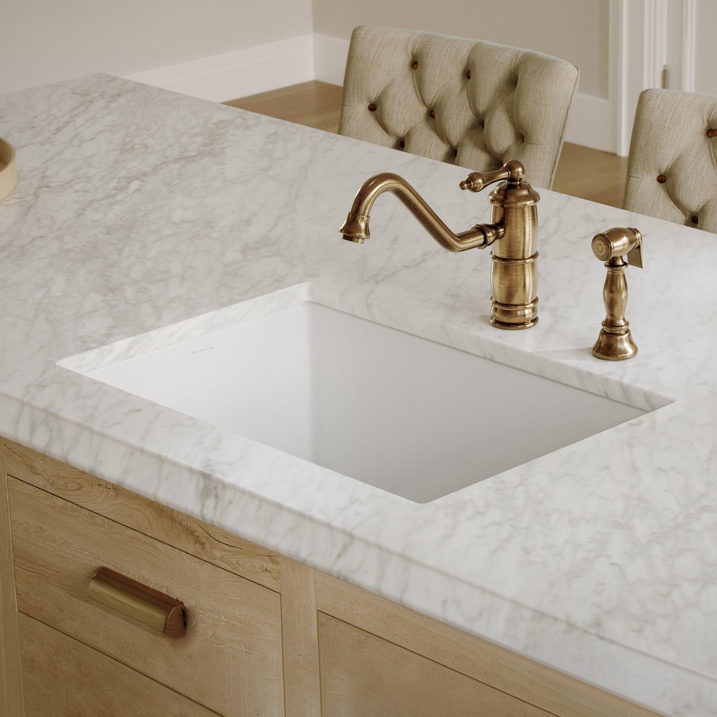 Whitehaus Collection Undermount/Drop-in Fireclay Kitchen Sinks, Stainless Steel Grid Included